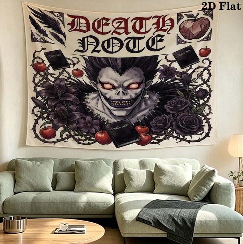 Arazzo da Parete Death Note Appeso Estetico Coperta in Tessuto Stampato Arazzi Decorativi per Camera da Letto Soggiorno Decorazioni per la Casa
