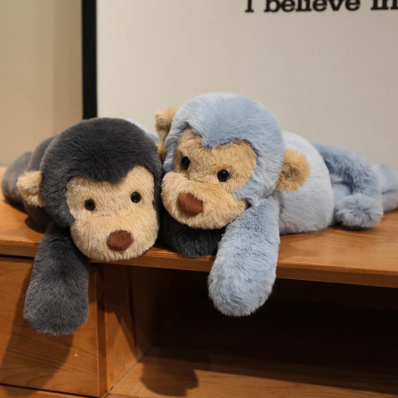 Carina bambola scimmietta finta peluche bambola scimmia sdraiata bambola di pezza calmante per bambini regalo di compleanno