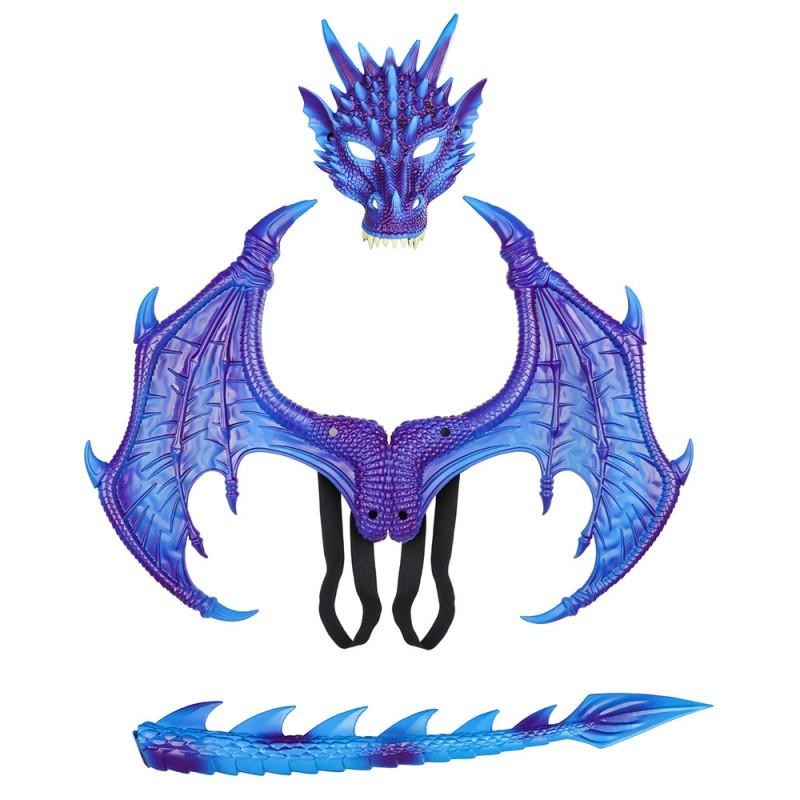 Conjunto de Disfraz RP Dragón Mejorado Alas Cola Máscara Fiesta de Halloween Cosplay Disfraz de Fantasía para Adultos