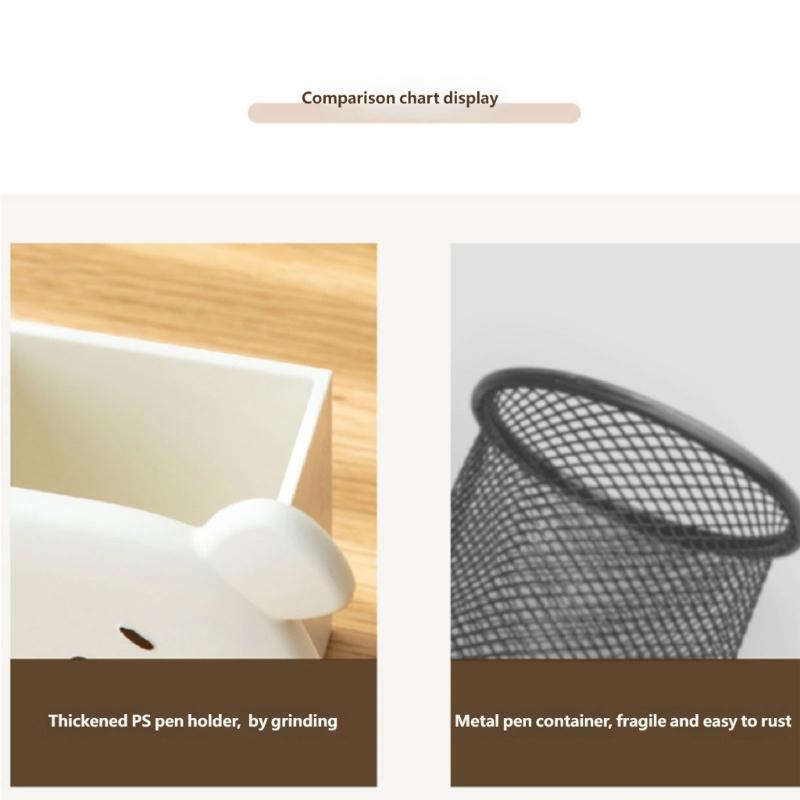 Adorable Plastic Bear Design Pencil Cup With Spacious Interior For Office School Use