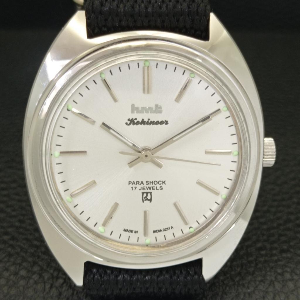 HAND-WINDING VINTAGE HMT KOHINOOR INDIAN MENS SILVER COLOR DIAL WATCH a440974-4 HT-a440974