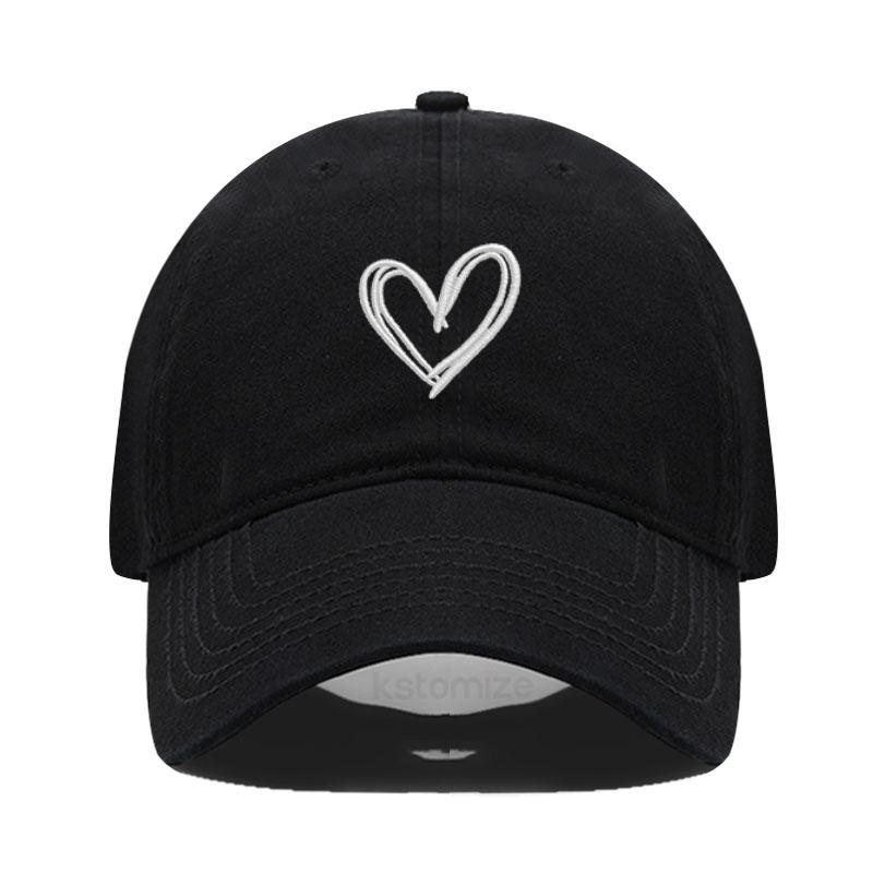 Unisex Soft Cotton Dad Hat Heart Embroidery Baseball Cap For Women Men Adjustable Unisex Casual Sports Caps