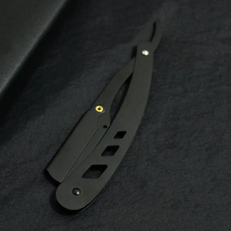 1Pcs Men Shaving Barber Tools Hair Razor and Blades Antique Black Folding Shaving Knife Unisex Hair Removal (Without Blade)