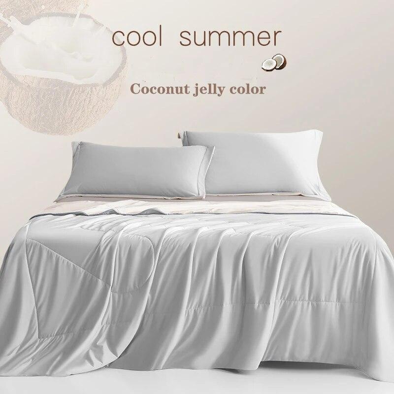 Cool Fabric Breathable Summer Queen Quilt Children Adult Ice Silk Quilt Cotton Quilt Core Fruit Color Blanket Comforter Colcha