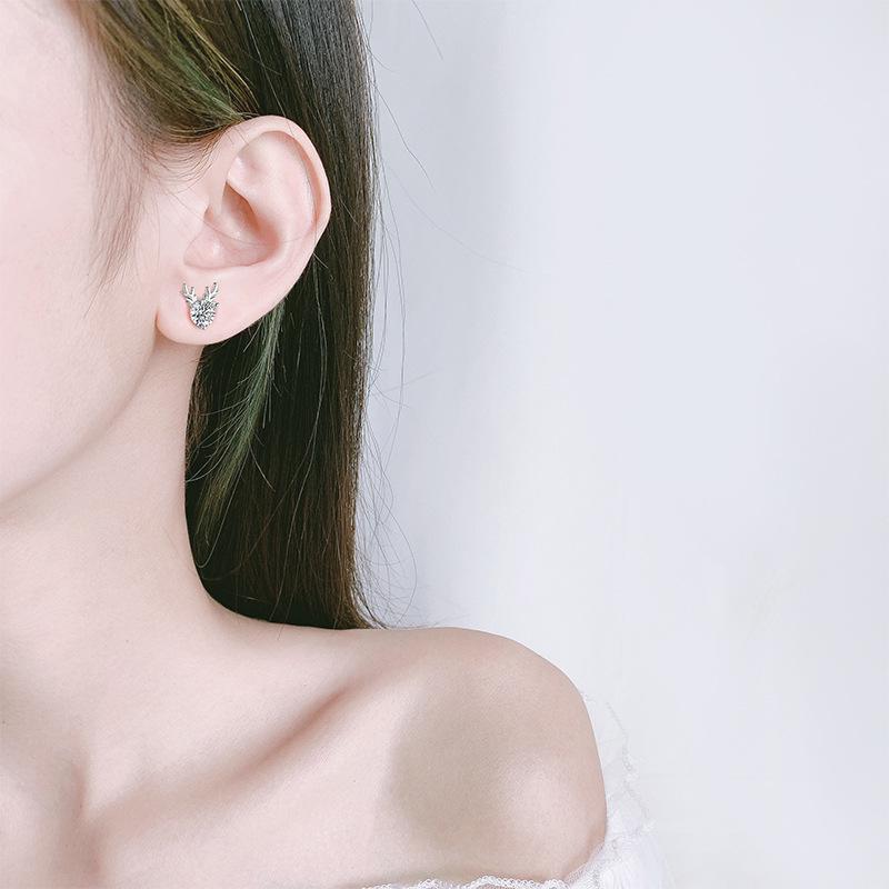 S925 Sterling Silver Forest Deer Stud Earrings - Versatile Elf Antler Design