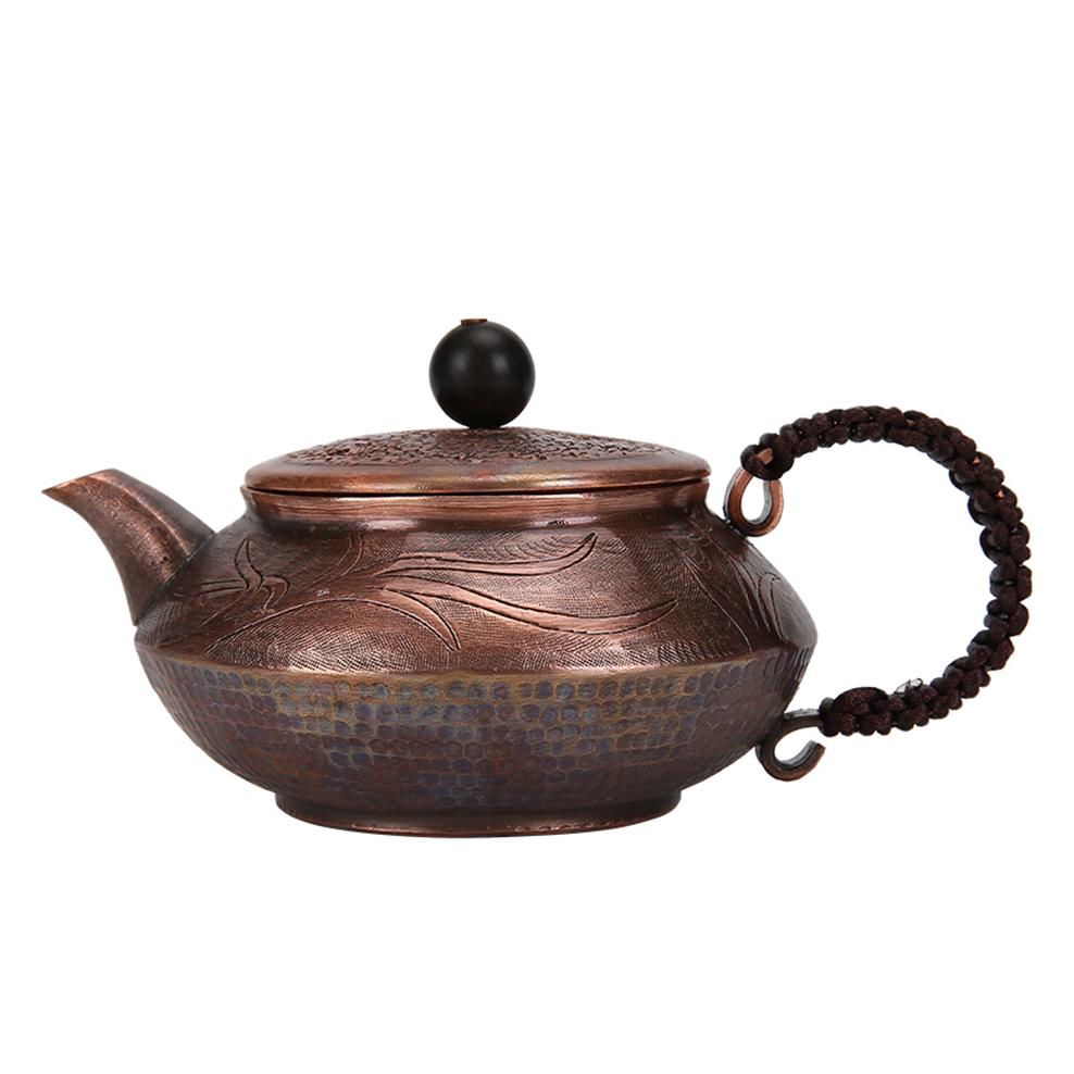 Retro Small Copper Tea Kettle, Traditional Handmade Red Copper Teapot, Small Health Brewinig Tea Pot, Kung Fu Tea Set, 200Ml