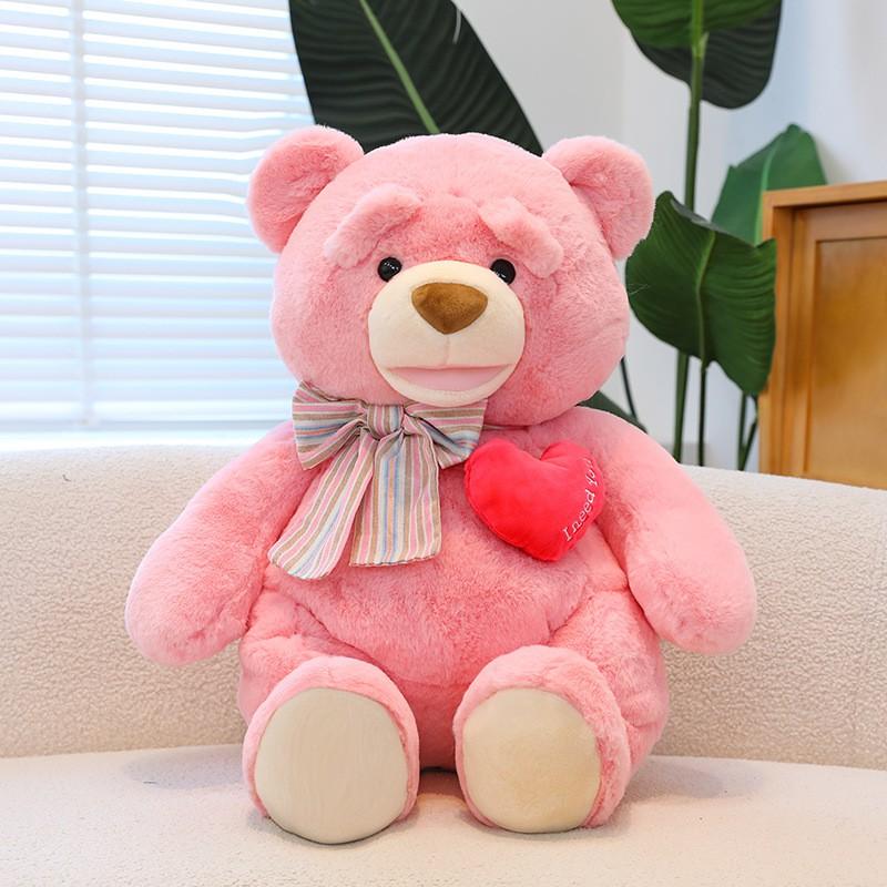 Plush Teddy Bear With Bow Tie Heart Girlfriend Gift Valentines Day Wedding Room Decor Soft Stuffed Animal Toy