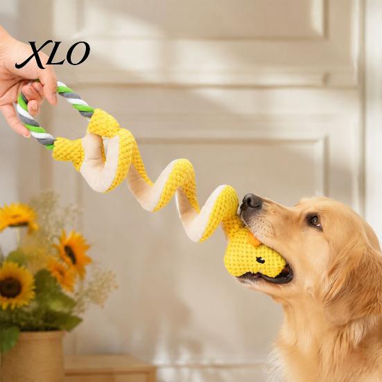 Durable Tug of War Rope Toys Squeaky Dog Toy with Pull Rope, Plush Toy, Indestructible for Aggressive Chewers Spiral Animal Interactive Small