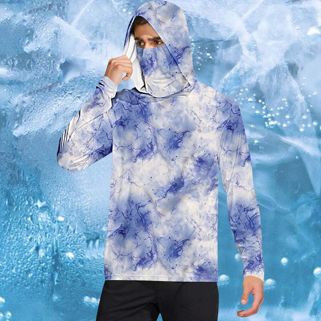 Herrskjorta med mask Lätt långärmad huva Vandring Fiske Prestanda