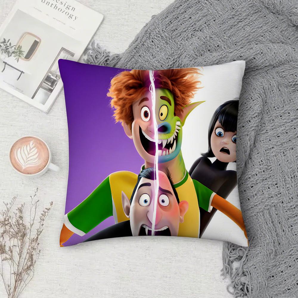FILM H-Hotel T-Transylvania Pillow Case Square Double-Sided Printing Short Plush Sofa Cushion Cover Bedroom Bedside Pillow 12x12Inch