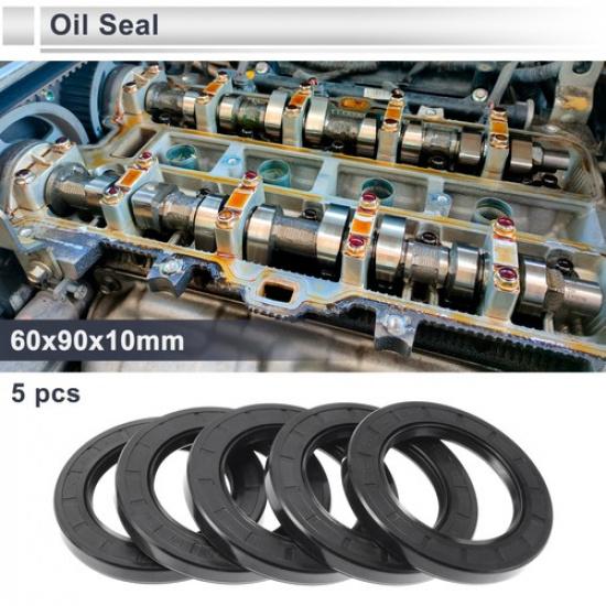 Oil Seal Seal Ring Rotary Shaft Seal Nitrile Rubber 60x90x10mm Black 5 Pcs