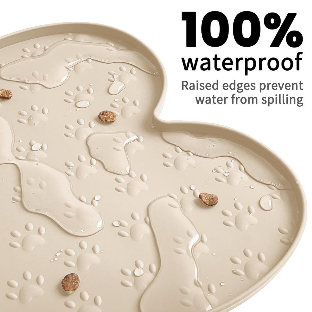 Dog Food Mat, Non-Slip Silicone, Dog Bowl Mat, Thickened Pet Placemat, Waterproof Cat Feeding Mat With Raised Edge