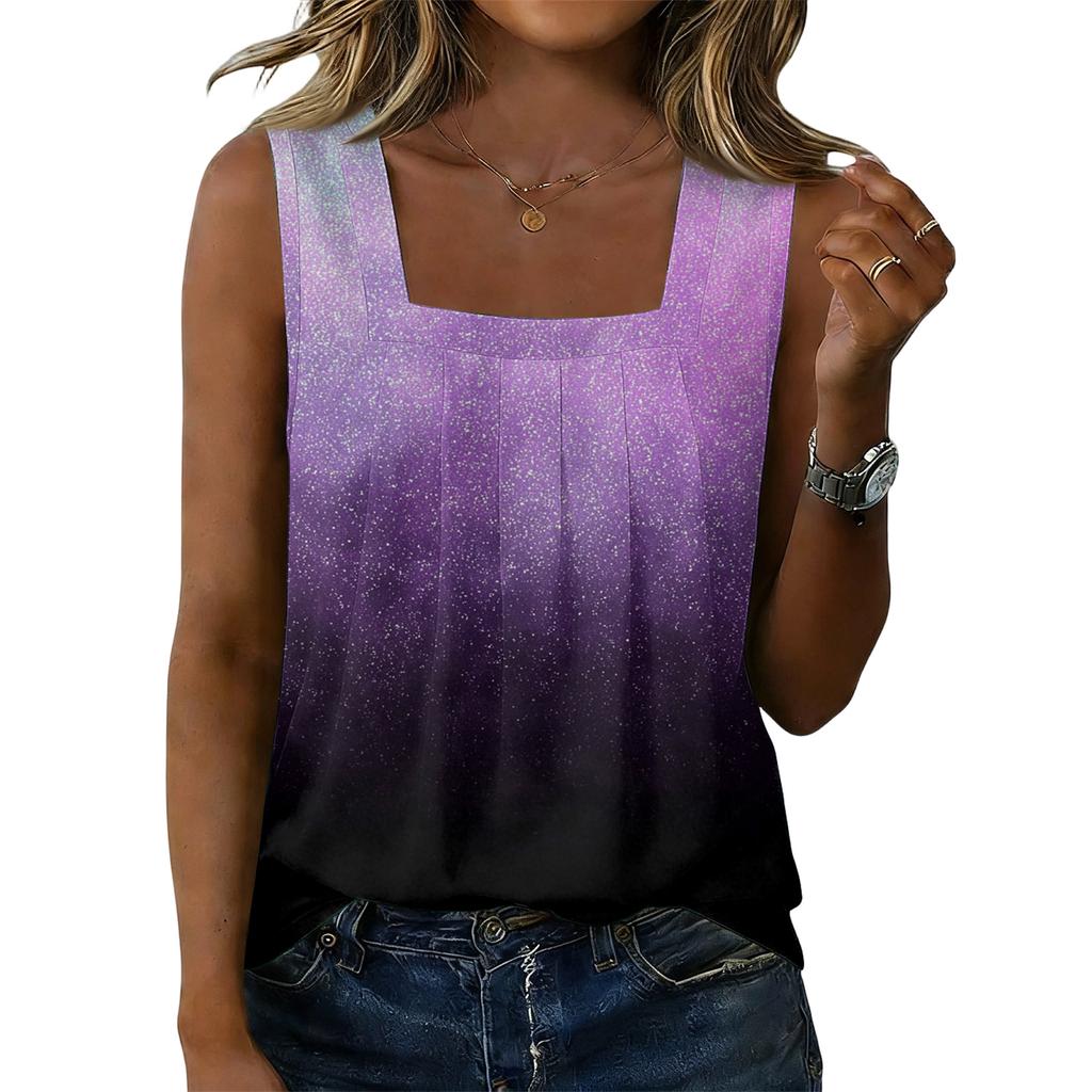 Women's Fashion Sexy Pleated Square Neck Retro Vest Top
