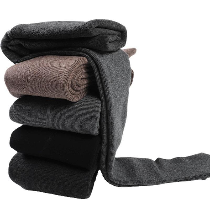 Women's Imitation Cashmere Plus Size Fleece Lined Thickened Ribbed High Waist One Piece Thermal Pantyhose Leggings with Hip Lifting Effect