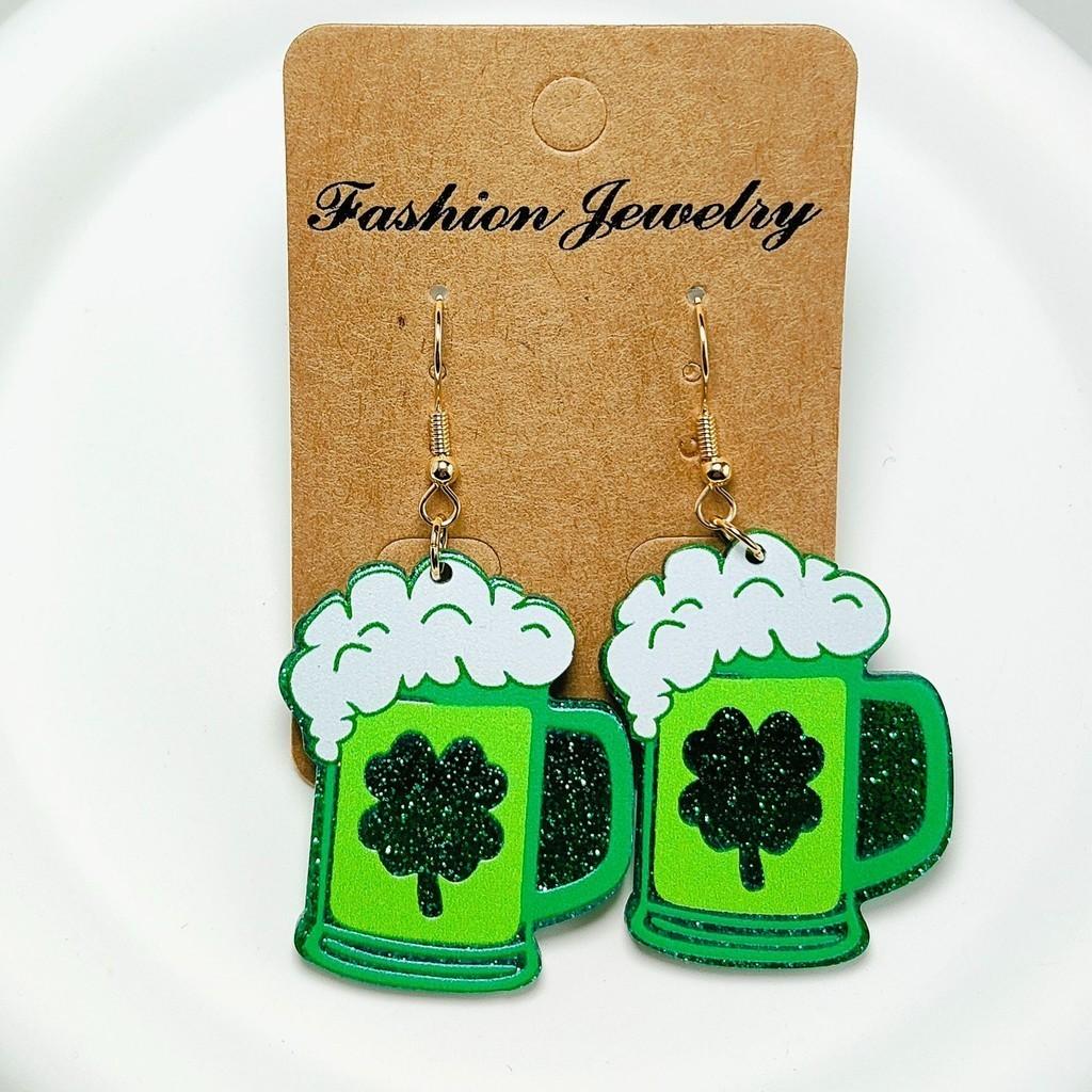 

St Day Patricks Earring Accessories Hats Beer Boots Sparkling Fashion Lights Grass Green