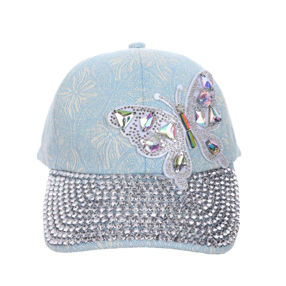 Butterfly Embellished Denim Baseball Cap With Adjustable Fit For Summer Sun Protection