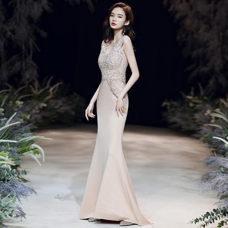 Damen Abendkleid Bankett Queen Temperament Sexy Fischschwanz Langes Kleid