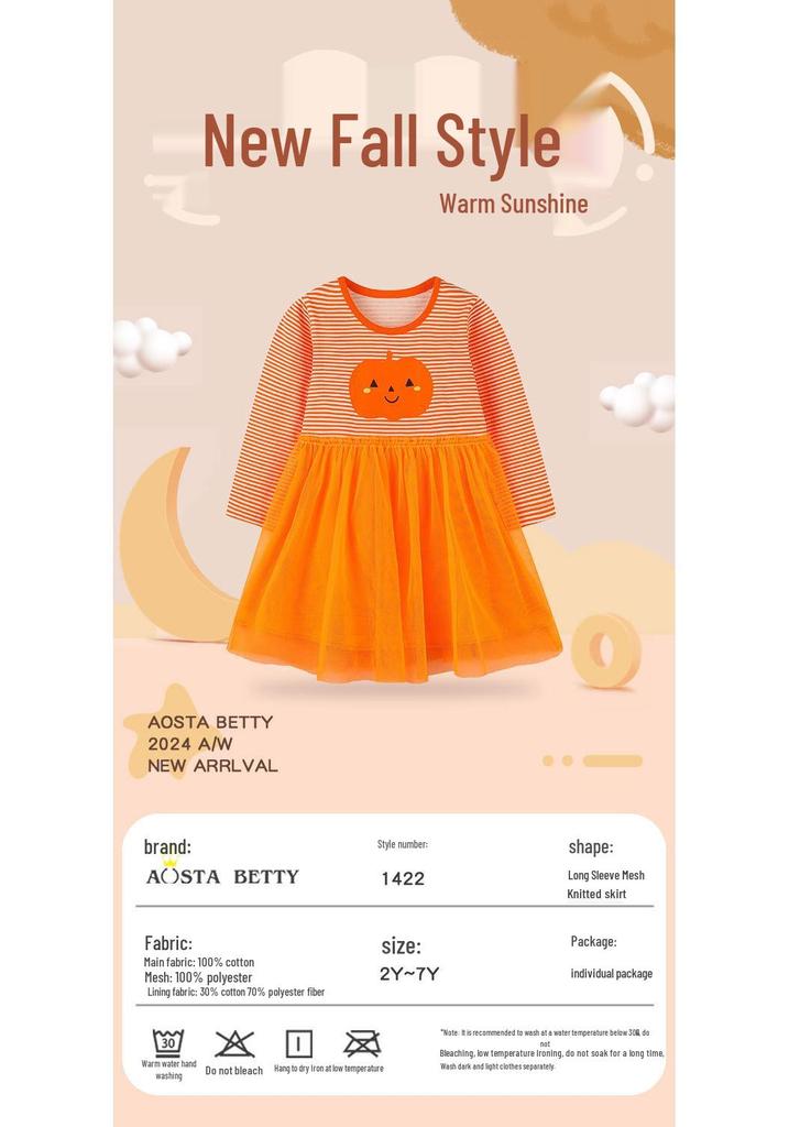 Europäischer Stil Mädchen Halloween Netz-Prinzessinnenkleid - Süßes Herbst-Babykleid