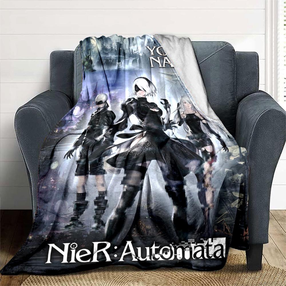 Name Custom NieR Automata 2B Print Flannel Blanket High Quality Warm Comfortable Cover for All Seasons Perfect for Gifts Home Decor