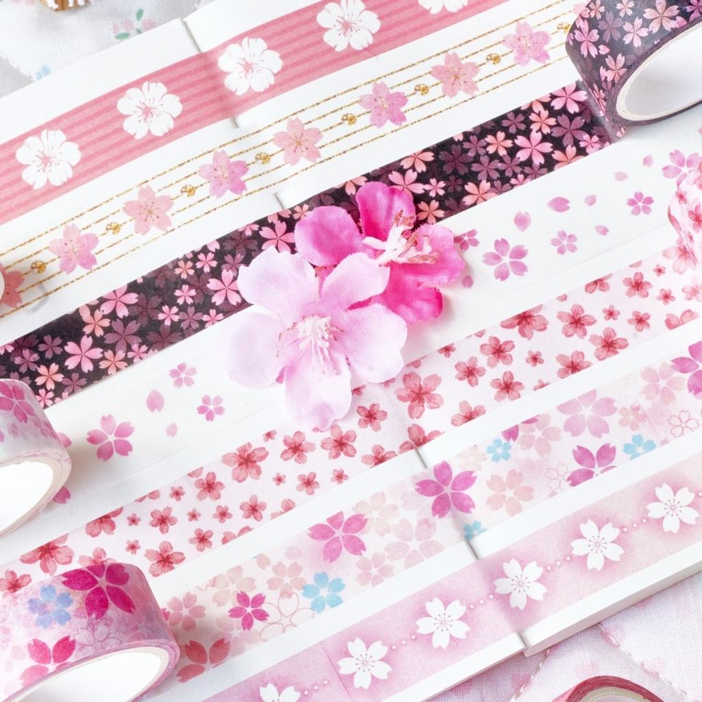 12 Rollen Kirschblüten Washi Tapes Frühling Romantisch Sakura Blütenblätter Dekoratives Masking Tape Floral Bastel Dekoration Aufkleber A3329