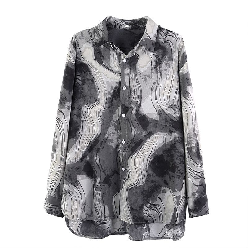 

Export Amazon Ink Painting Shirt Oversize Women s Clothing Ink Shirt L