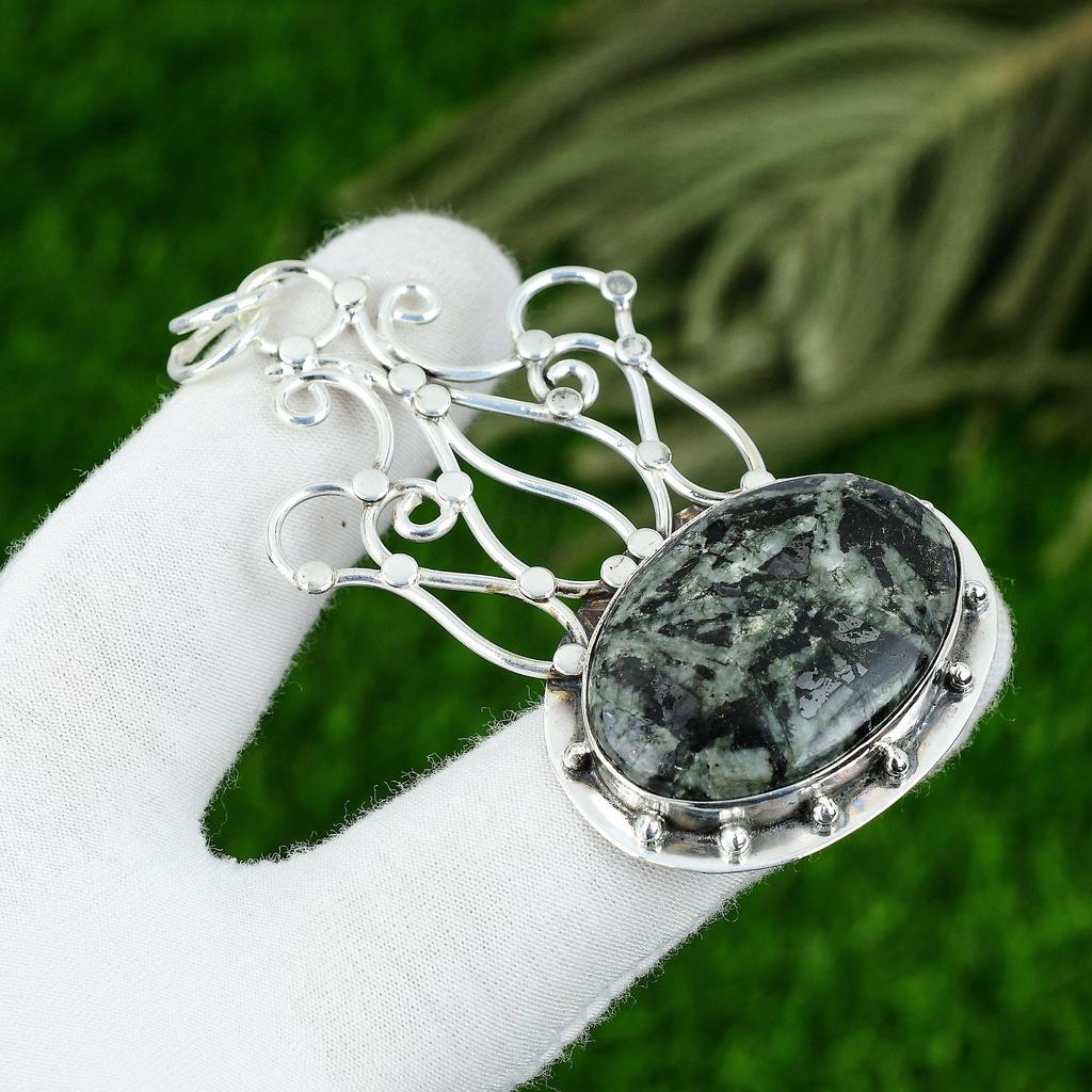 925 Sterling Silver Star Galaxy Gemstone Sister Unique Bezel Trendy Boho Pendant