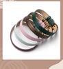 Eight Treasures Gold Compass Bracelet: Women's Genuine Leather & Silk Jewelry Watch Strap with Rain Silk Texture.