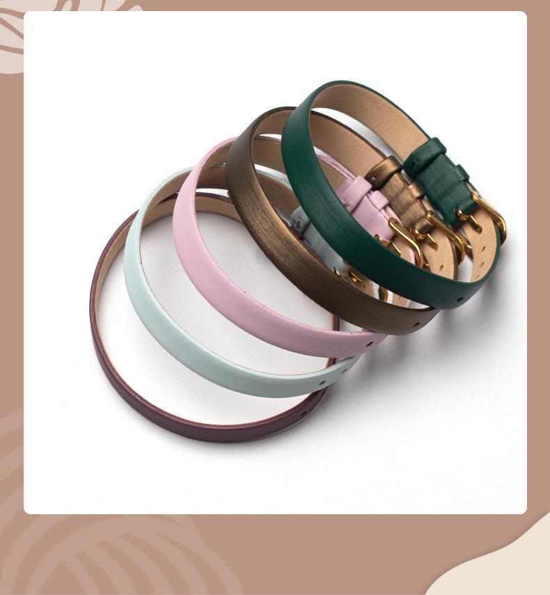 Eight Treasures Gold Compass Bracelet: Women's Genuine Leather & Silk Jewelry Watch Strap with Rain Silk Texture.