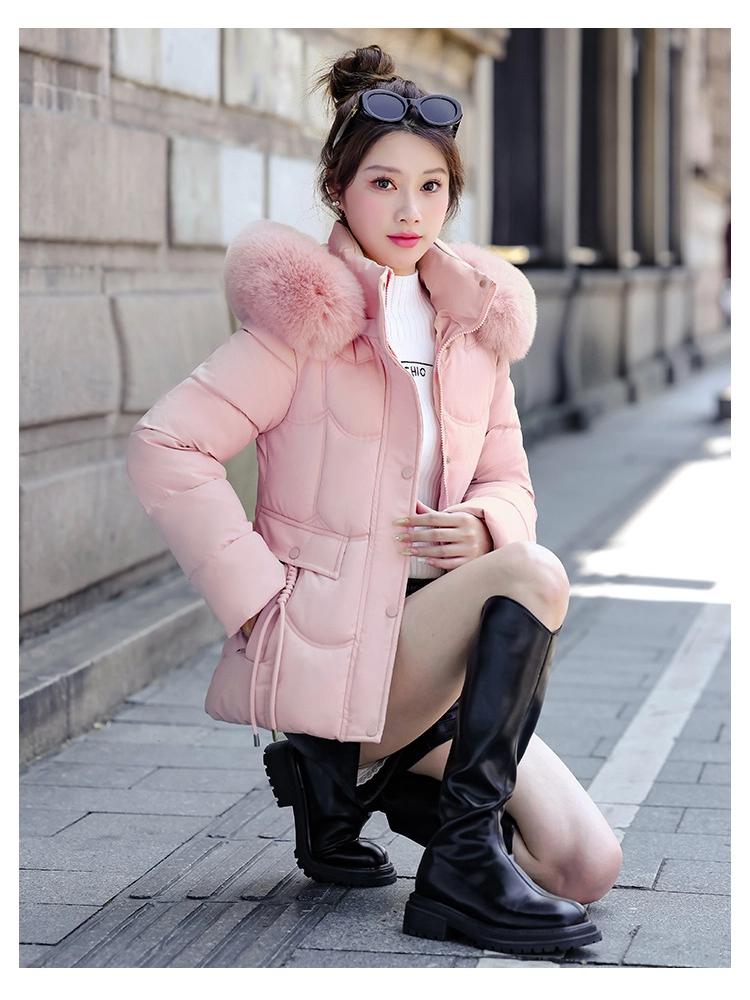 Removable Cap Cotton-padded Coat Women's Short Winter Thickened Big Fur Collar Jacket
