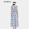 PORTS Women's Summer Floral Print Belted Midi Dress SQ8D020VPS008