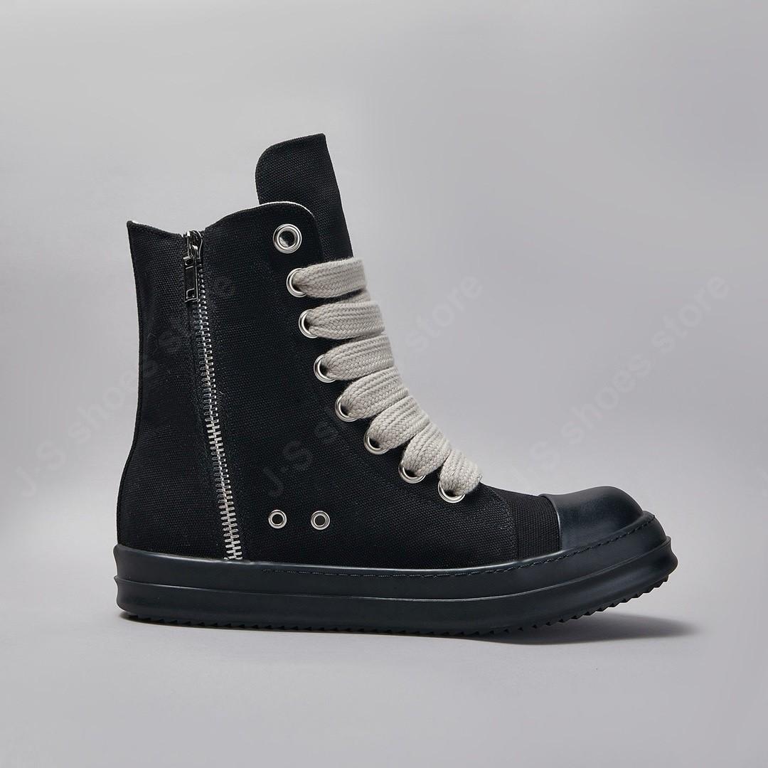 

Ro Luxury Sneakers Beige Canvas High Top Shoe Casual Shoes Quality Men Boots Classic Design Jumbo Laces Women Sneaker Ankle Boot 48