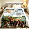 Cat Theme Custom Blanket Personalized Name & Text Customized Soft Warm Throw Blanket Home Decor