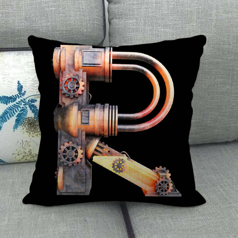 Science fiction style letters Digital printing short plush pillow covers for car sofa office cushion cover home goods