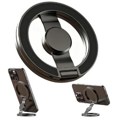 1 PIÈCE Support Anneau Gyroscope pour Téléphone en Alliage de Zinc MagSafe, Support Magnétique Pliable Rotatif à 360°, Soulagement du Stress Doigt Fidget