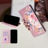 Flower Pattern Magnetic Leather Flip Wallet Case for iPhone 17 Pro Max 16 15 14 13 12 11 Pro Max 16 Plus Air Card Slots Holster
