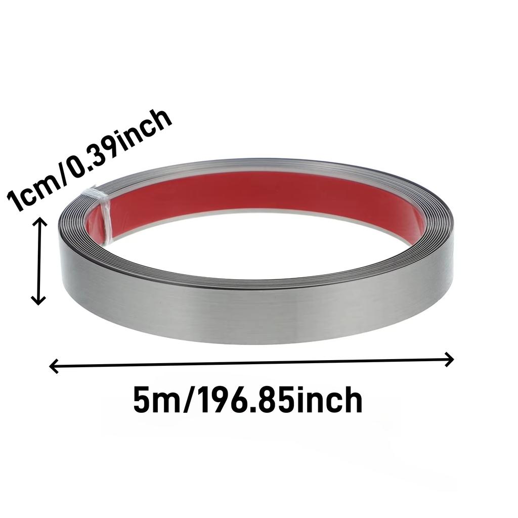 1 Stück 1cm/3cm/5cm Spiegel Edelstahl flache dekorative Linien Wandaufkleber silbernes Titan-Hintergrund-Wandkantenleisten