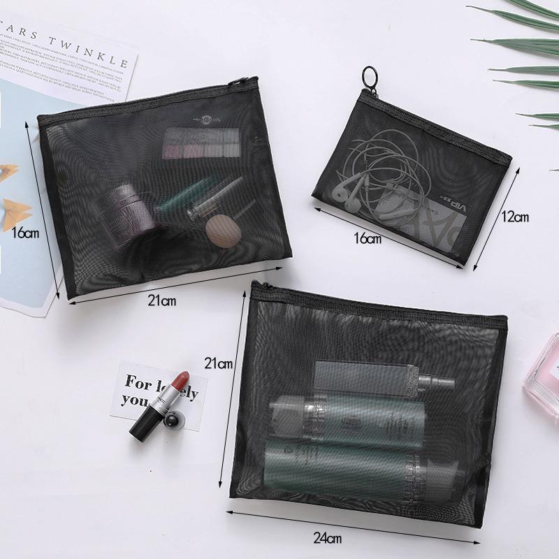 Nylon Mesh Cosmetic & Toiletry Bag Set for Travel & Home