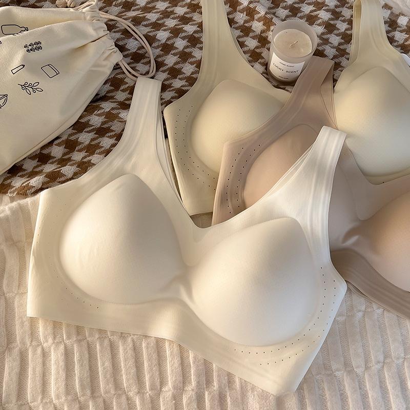 Stor Størrelse Dame Sommer Ultratynn Is Silke Stor Bryst Viser Liten Sammenføring Anti Henge Fast Cup Uten Spor BH