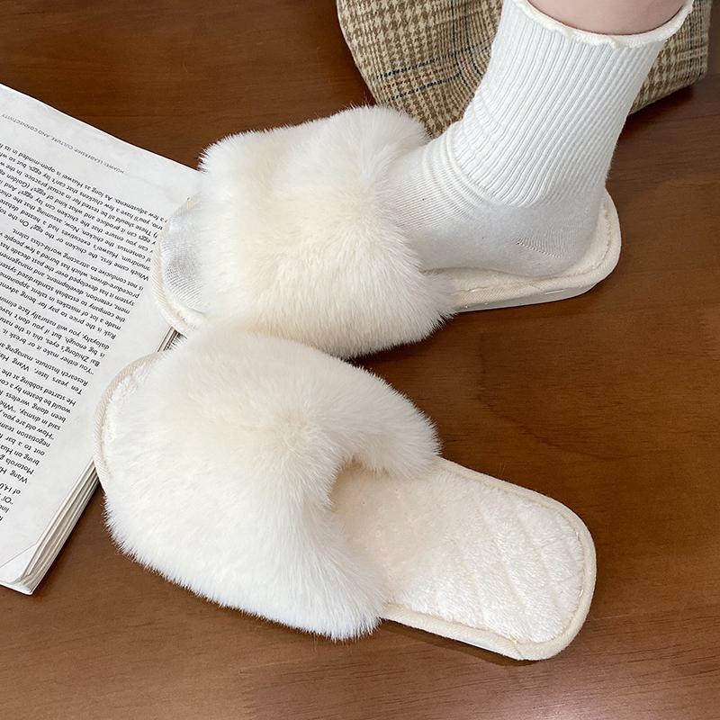 Dicke Flauschige Fell Hausschuhe Warme Pelzigen Hausschuhe Frauen 2024 Neue Frauen Winter Haus Flip-Flops Hause Rutschen Flache Innen Boden schuhe