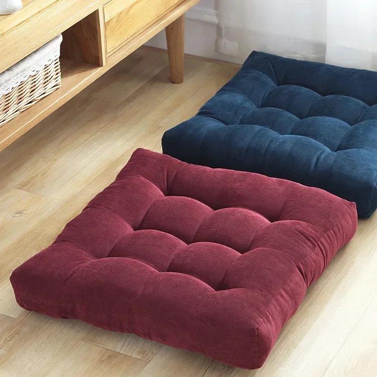 1pc Plush Corduroy Floor Pillow - Thick, Soft Cushion for Tatami, Yoga, Meditation - Versatile Home Decor for Home, Office