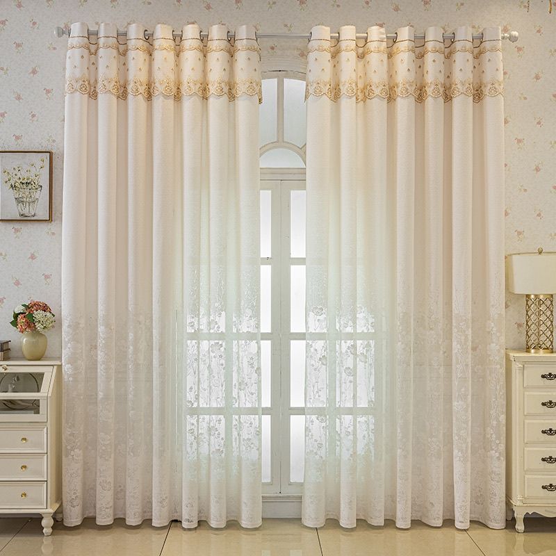 Sheer Curtains White Embroidered Floral Voile Drapes for Living Room Bedroom