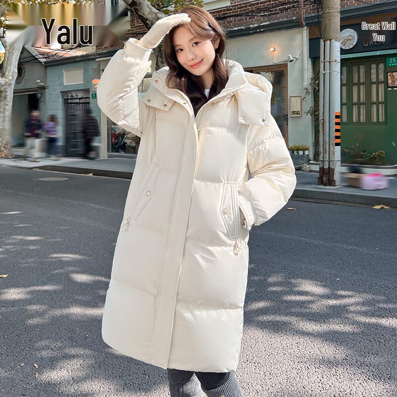 Yalu Women's Mid-length Hooded Duck Down Jacket
