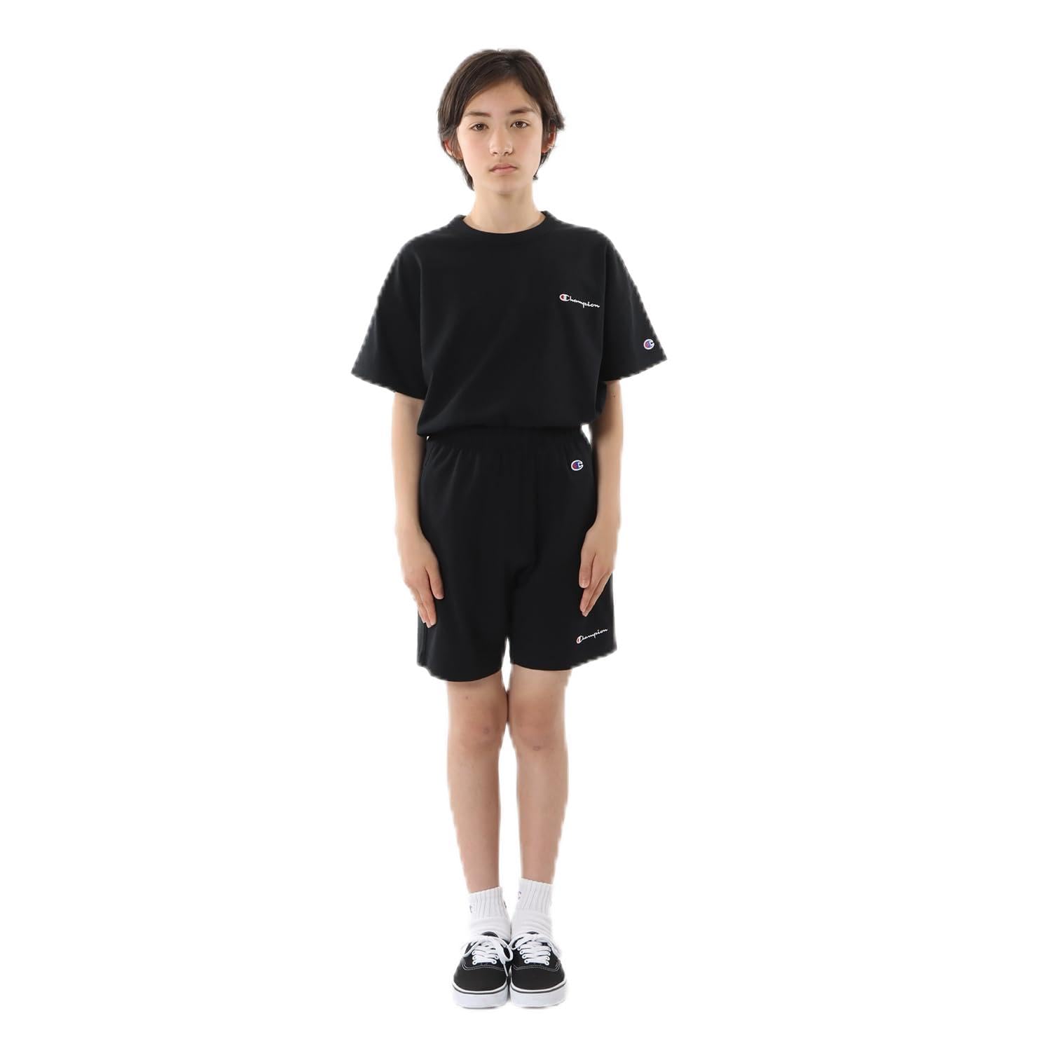

Champion Cotton Made in the with Side Slash Hip Patch and Embroidered Script Kids 100% Shorts, USA, Pockets, Pockets, Logo. CK-Z502-090-160 чёрный