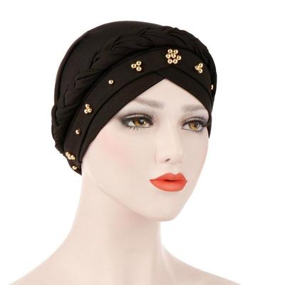 Neue Damen-Haarpflege, islamisches Jersey-Kopftuch, Milchseide, muslimisches Hijab, Perlen, Zopfwickel, Stretch-Turban-Hut, Chemo-Kappe, Kopfwickel