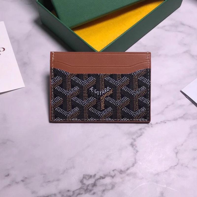 2025 Dogtooth Goyard Unisex Card and Coin Holder - Fashionable Two-Layer Cowhide Design