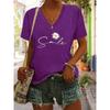 Summer Women's T-shirt Cat Pattern Printing V-neck Short-sleeved Loose Oversized Clothes