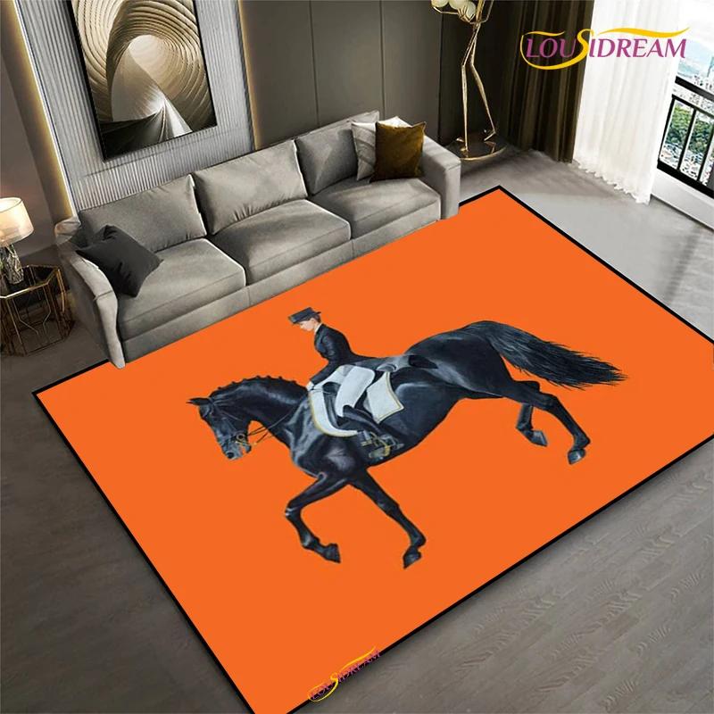 Fashion Ethnic Frame Horse Carpet Living Room Bedroom Yoga Rugs Kitchen Door Kids Un-Slip Mats Alfombra Birthday Gift Poster Mat