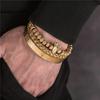 Luxury 3pcs /Set Stainless Steel Bracelet Hip Hop Men Jewelry Roman Number Charm Gold Color Jewelry For Men Pulseira Bileklik