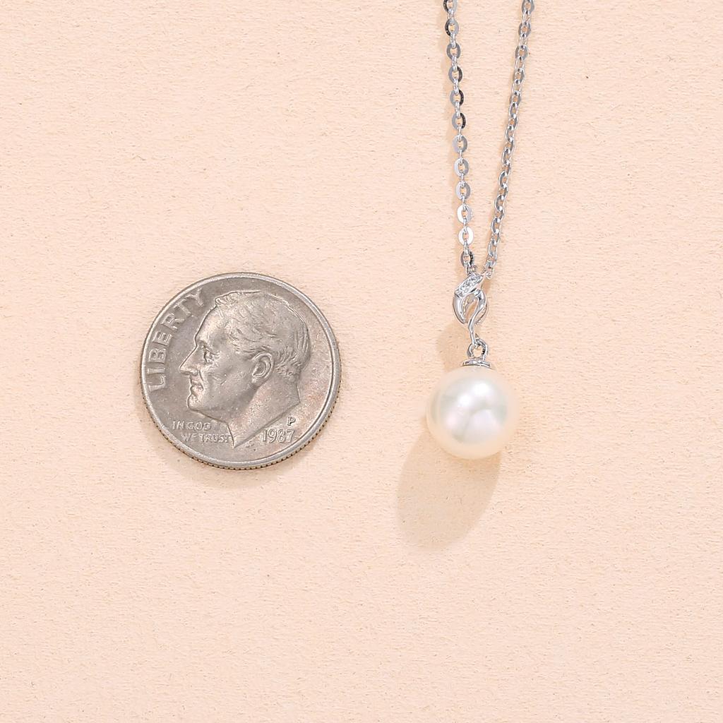 FANCIME Freshwater Pearl Necklace for K14 White Genuine Single Twisted Silver 14K Perfect Day or Christmas Gift Women, 7-8mm, Gold, Lab-Grown