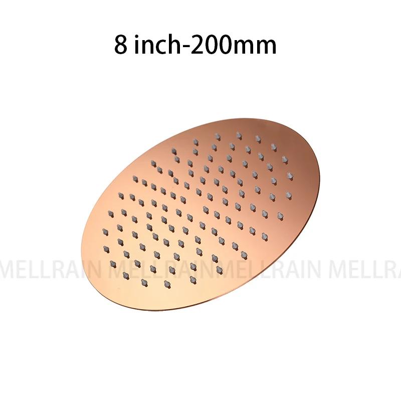 Brushed Rose Gold Rain shower head stainless steel Ultrathin water pressurize shower head in rose gold, Grey, brushed gold